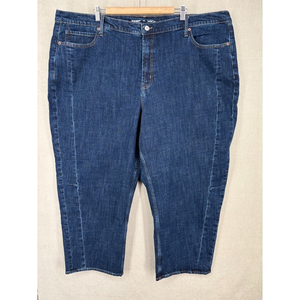 Old Navy Jeans Womens Plus 24 Blue High Rise Baggy Barrel Leg Ankle Dark